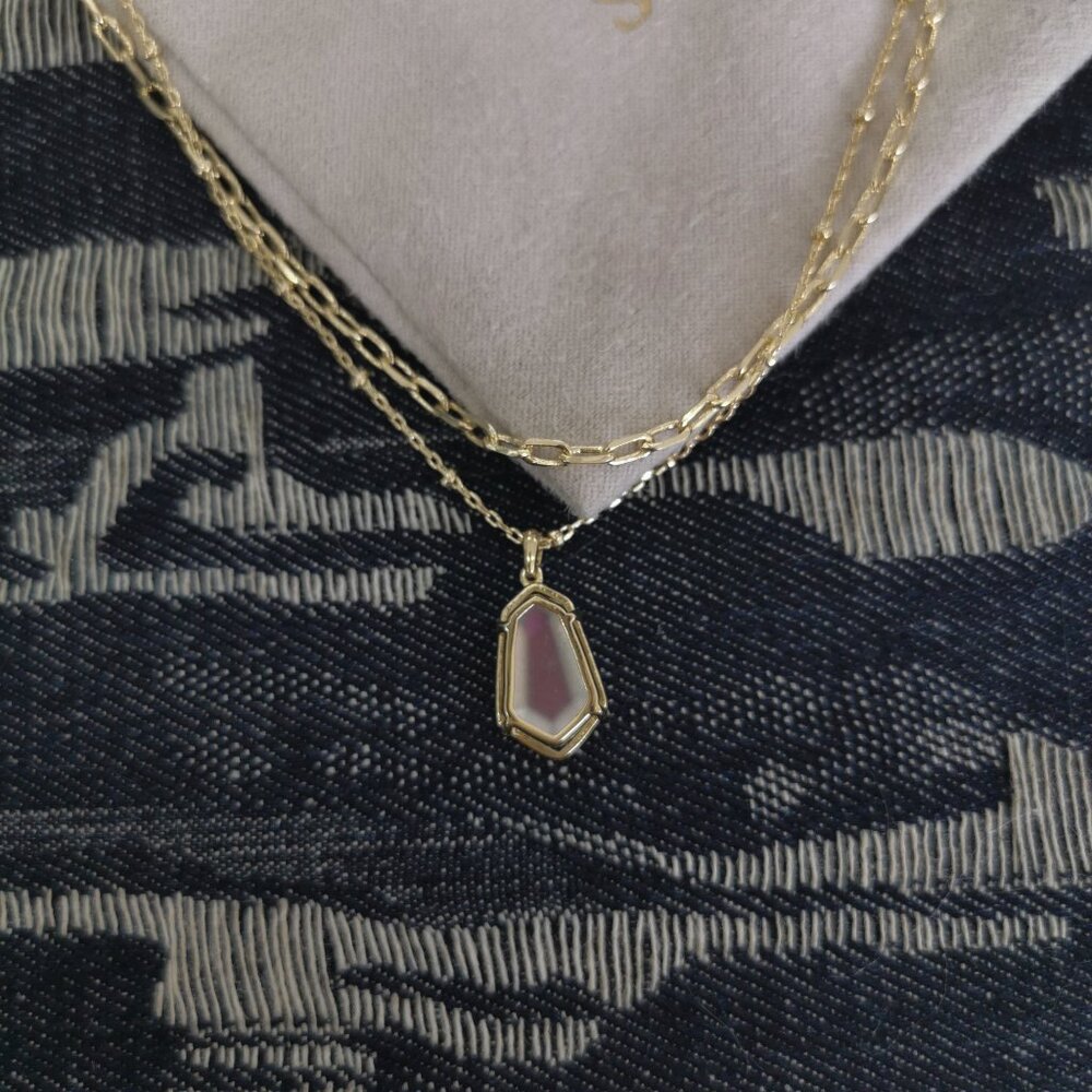 Kendra Scott Clear Rock Crystal Gold Necklace - Alexandria